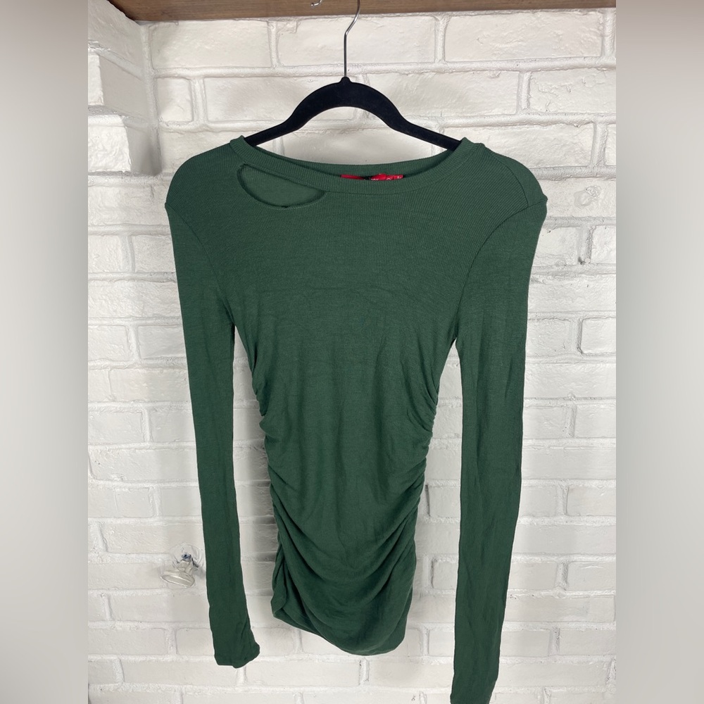 n:Philanthropy XS Green Ruched Cutout Long Sleeve Top‎ Modal Stretch Soft